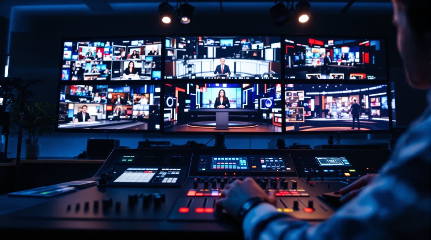 A broadcast control room